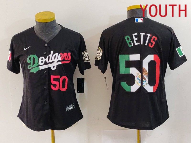 Youth Los Angeles Dodgers 50 Betts Black Fashion Nike 2024 MLB Jersey style 7242